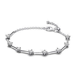 Sterling silver bracelet with clear cubic zirconia and sliding clasp