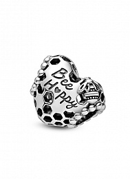 Honeycomb and heart sterling silver charm