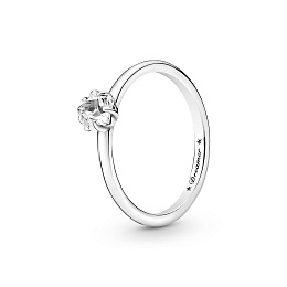 Star sterling silver ring with  clear cubic zircon