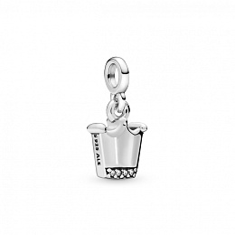 Crown sterling silver dangle charm with clearcubic