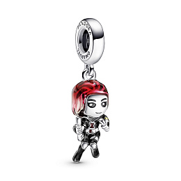 Marvel Black Widow sterling silver dangle with black, red and yellow enamel