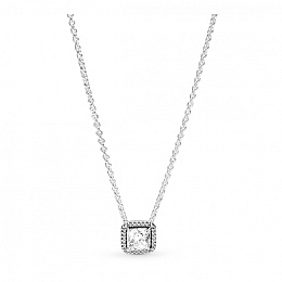 Silver necklace with clear cubic zirconia