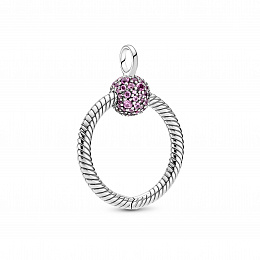 Small sterling silver Pandora O pendantwith phlox pink crystal /399097C02