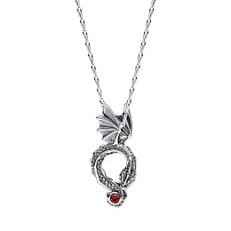 Project House Dragon sterling silver pendant necklace with salsa red crystal