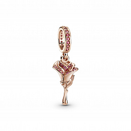 Rose flower Pandora Rose dangle with redcubic zirconia andsynthetic pink sapphire /789312C01