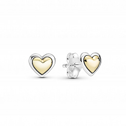 Heart sterling silver and 14k gold stud earrings /299389C00