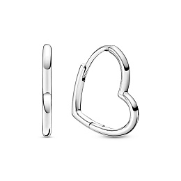 Small asymmetric heart sterling silver hoopearring