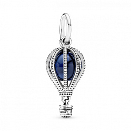 Air balloon silver dangle with encased moonlightblue crystal/Серебряная подвеска-шарм с синим криста