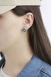 Earring Beat rhod. blue zircon