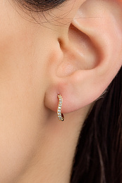 14KT Gold Magma Natural Diamond Huggie Hoop Earrings