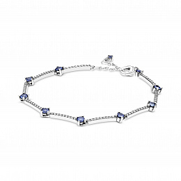 Sterling silver bracelet with clear cubic zirconiaand skylight blue crystal /599217C01-18