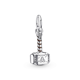 Marvel Thors Hammer  sterling silver dangle with brown enamel