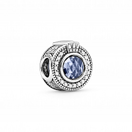 Crown O sterling silver charm with skylight bluecrystal and clear cubiczirconia /799058C01