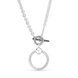T-bar O-pendant sterling silver necklace