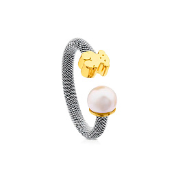 MESH RING 18KT GOLD CULTURED PEARL