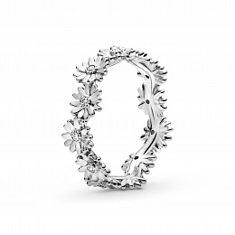 Daisy sterling silver ring with clear cubic zircon