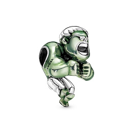 Marvel Hulk sterling  silver charm with transparent green enamel