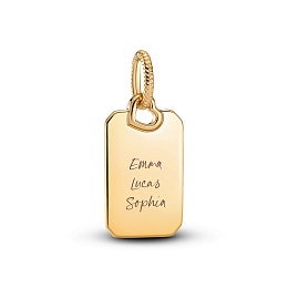 Engravable rectangle 14k gold-plated pendant