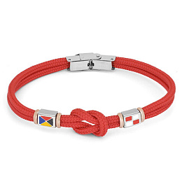Stainless steel bracelet and red nautical rope and