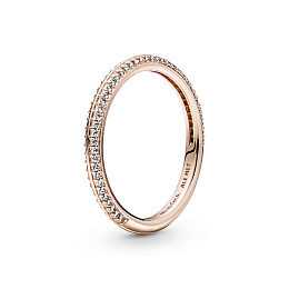 14k Rose gold-plated ring with clear cubiczirconia