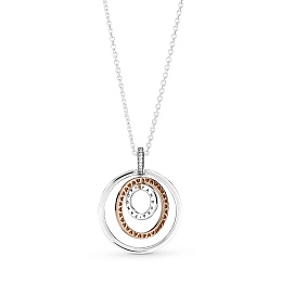 PANDORA Signature серебряное ожерелье с покрытием 14К розового золота/ 389483C01-60