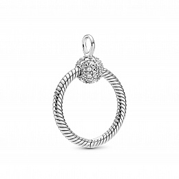 Small sterling silver Pandora O pendantwith clear 