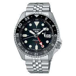 SEIKO 5 SPORTS GMT SS HLM MB ZB SCHWARZ 10 BAR