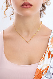 MIXED LINK T-BAR NECKLACE 
