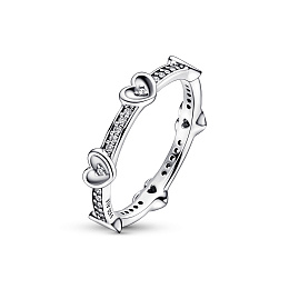 Hearts sterling silver ring with clear cubic zirconia