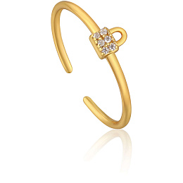 Gold Padlock Sparkle Adjustable Ring