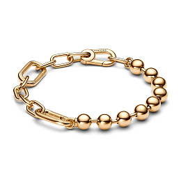 14k Gold-plated bead and link bracelet