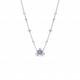 Disney Cinderella pumpkin coach sterlingsilver collier with clearcubic zirconia andforever blue crys