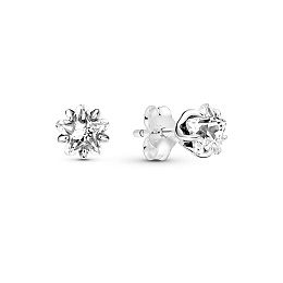 Star sterling silver stud  earrings with clear cubic zirconia /290023C01