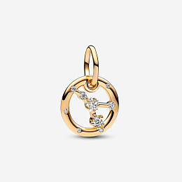 Cancer zodiac 14k gold-plated dangle with clear cubic zirconia