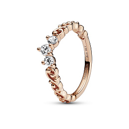 Regal tiara 14k rose gold-plated ring with clear cubic zirconia
