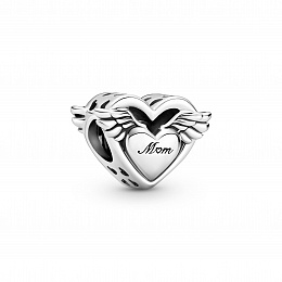 Mum heart with wings sterling silver charm /799367C00