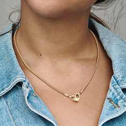 Studded chain 14k gold-plated necklace with heart 