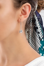 Earrings Cube rhod. crystal AB