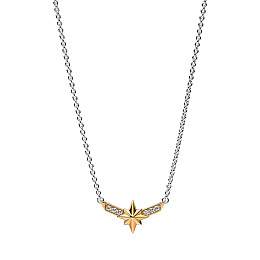 Marvel Captain Marvel sterling silver and 14k gold-plated necklace with clear cubic zirconia
