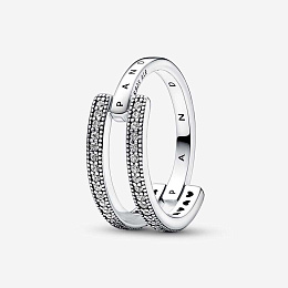 Pandora logo sterling silver ring with clear cubic zirconia