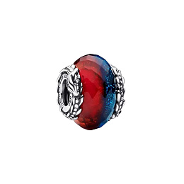 Project House Ice and Fire sterling silver charm with faceted red and blue Murano glass