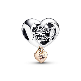 Best friend sterling silver and 14k rose gold-plated charm