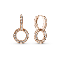 Pandora logo and circles Pandora Rosehoop earrings with clearcubic zirconia