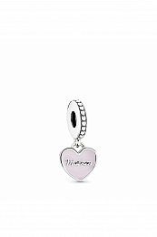 Mother and daughter split heart silver danglewith