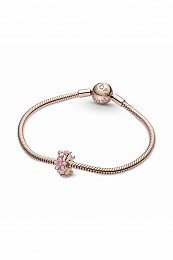 Daisy Pandora Rose clip with clear cubiczirconia and shadedpink enamel andsilicone grip