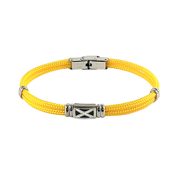 Stainless steel bracelet and yellow nautical rope 