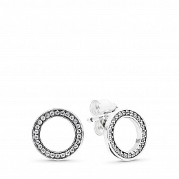 Silver stud earrings with clear cubic zirconia