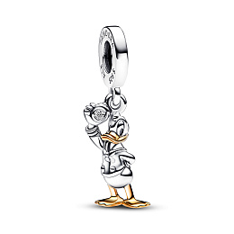 Disney 100 Donald Duck sterling silver and 14k gold dangle with 0.009 ct TW GHI SI1+ round brilliant