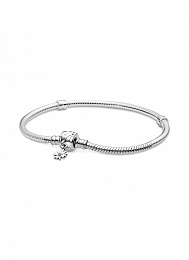 Snake chain sterling silver bracelet and daisy cla