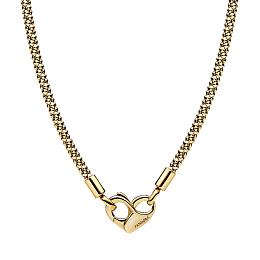 Studded chain 14k gold-plated necklace with heart 